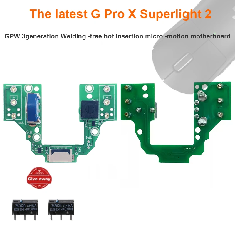 Replacement Accessories for G Pro X SuperLight 2 Wireless Mouse New GPW3 Upgrading With Hot-Swappable Micro Switch Board