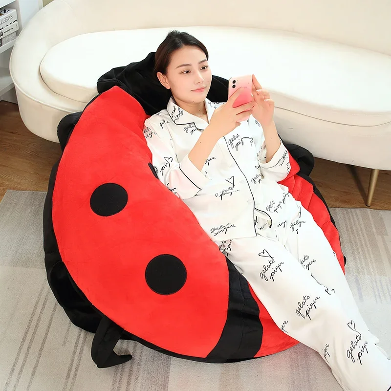 Hot Sale Interesting Beetle Plush Pillow Wearable Ladybug Shell Funny Party Cosplay Doll Stuffed Soft Bed Cushion Game Gift