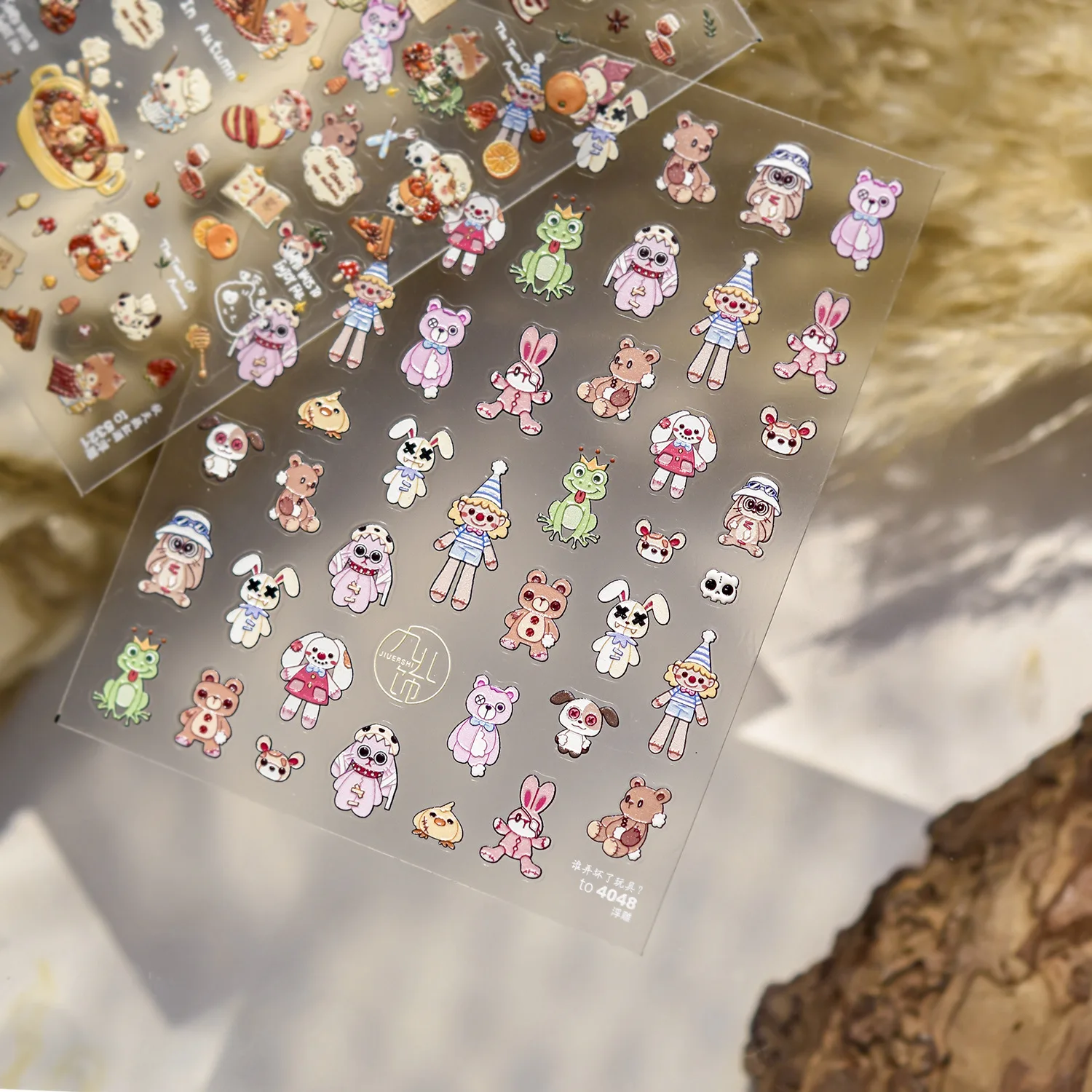 5D in rilievo carino bambola rotta adorabile orso gatto cane autunno vino rosso partito nail art adesivi decalcomanie manicure Kawaii ciondoli caldi