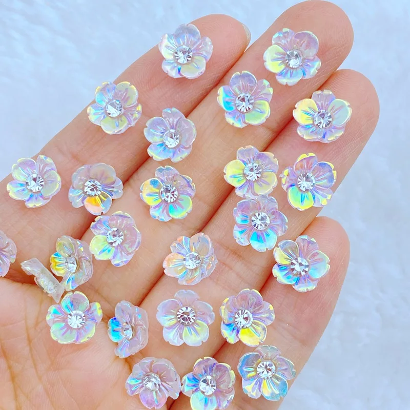 30 sztuk nowe śliczne Mini 9mm wiertło punktowe mały kwiat ozdoba z płaskim tyłem tworzenia biżuterii Manicure akcesoria do włosów