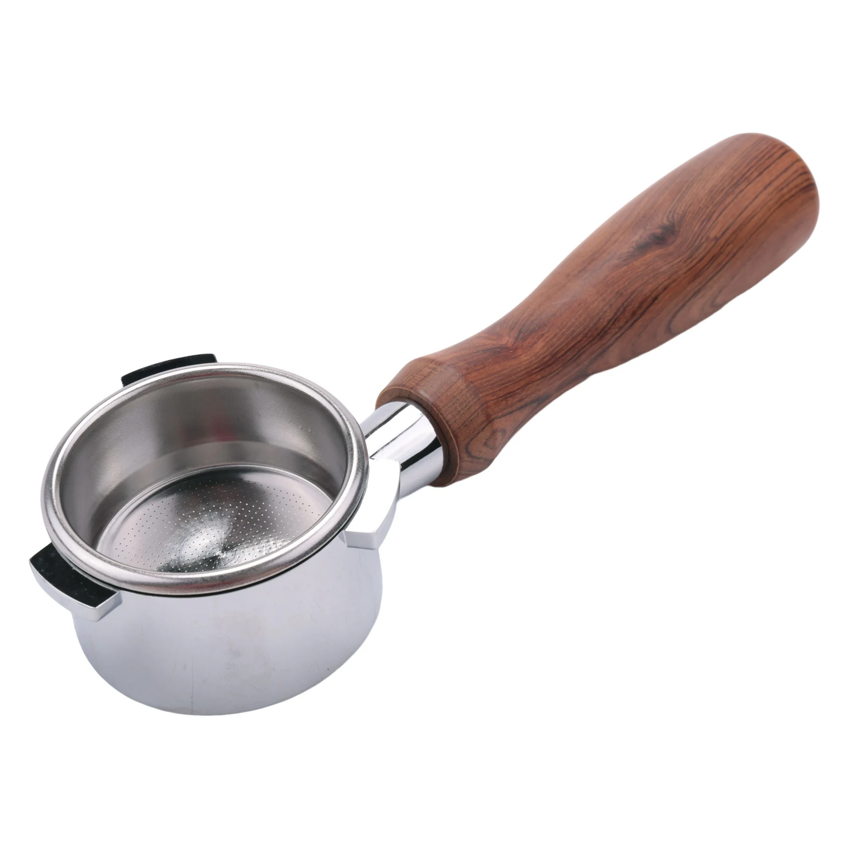 Portafiltro sin fondo para máquina de café de acero inoxidable, 54MM, mango de madera, accesorio profesional