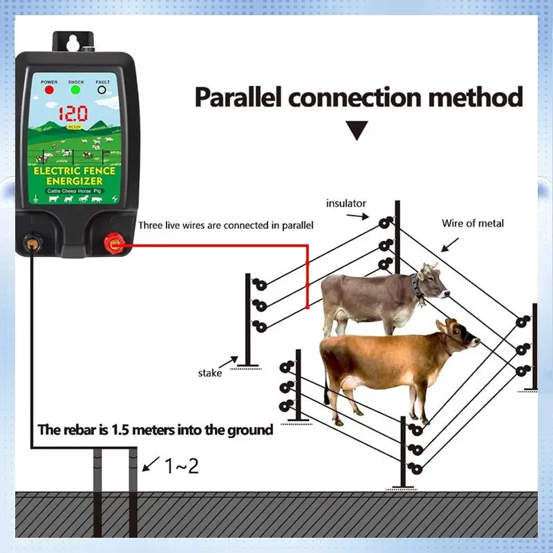 

AD-Electronic Fence Charger For Livestock 10KM Electronic Fence Charger High Voltage Controller For Sheep Cattle EU-Plug