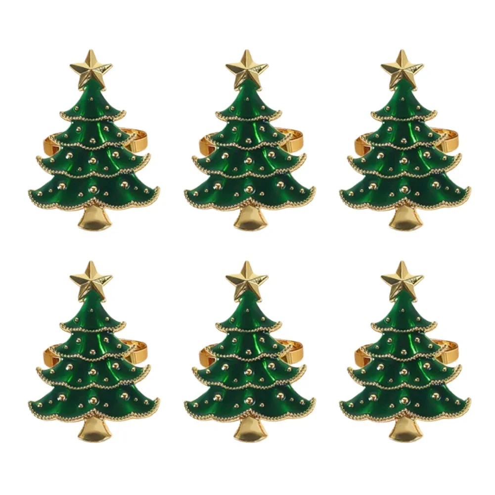 Christmas Napkin Rings Set Of 6 In Alloy For Wedding Table Display Restaurant Decoration And Festive Holiday Dining Ambiance