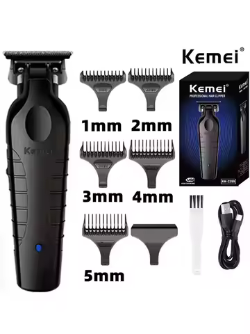 Kemei 2299 Barber Cordless Hair Trimmer 0mm Zero Gapped Carving Clipper Detailer Professional Electric Finish Cutting Machine