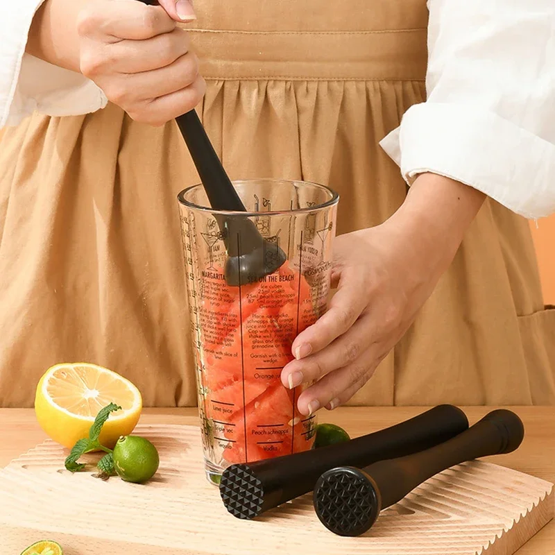 Cocktail Muddler Professional Stainless Steel Ice Pestle With Grooved Spiky Nylon Head For Muddle & Mix Homemade Drinks Mojito