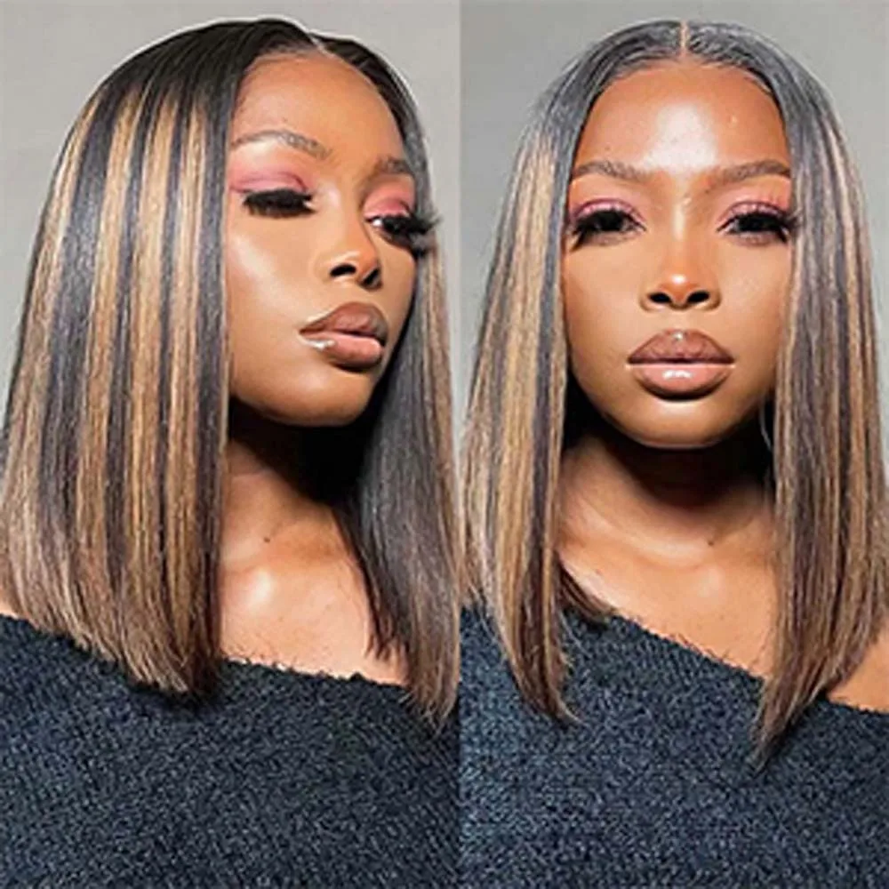 

14inch Short Bob Lace Front Wig for Black Women 13x4 Lace Front Remy Human Hair Bob Wigs for Daily Use