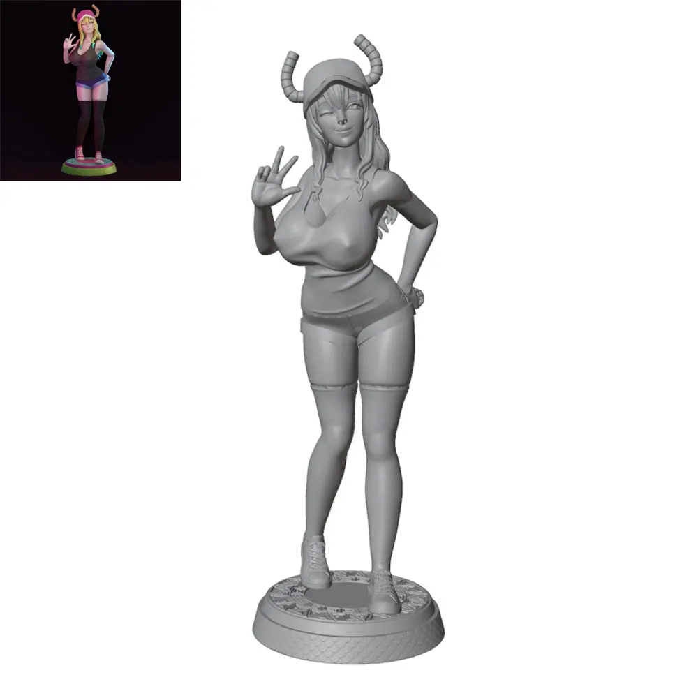1/24/12/6 Lazy Biye Dynamic Characterization Casual Sports Cute Girl Resin Model Kit GK Mini 3D Printed Model Statue, Uncolored