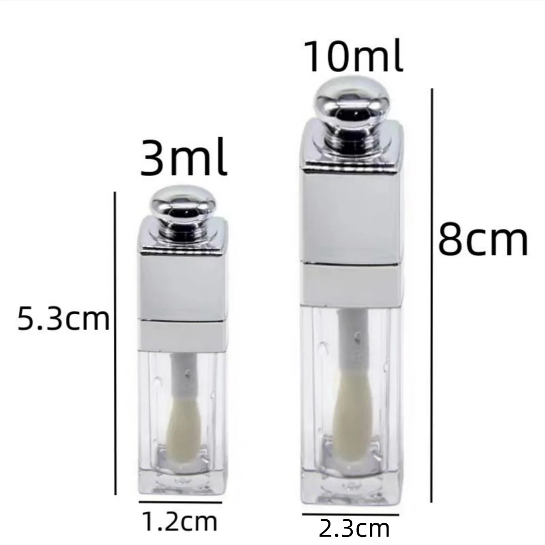 3pcs 3/10ml Empty Lip Gloss Tube Clear Plastic Refillable Liquid Lipstick Bottles DIY Lip Oil Container Sample Storage Vial