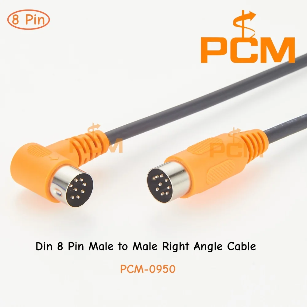 8 Pin DIN Male to Male Cable Straight to Right Angle Data Cable for MIDI Speaker Audio and Industrial Equipment