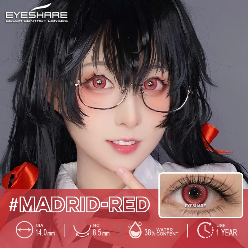 EYESHARE 2pcs Color Contact Lenses For Eyes Anime Cosplay Colored Lenses Purple red Multicolored Lenses Blue Contact Lens