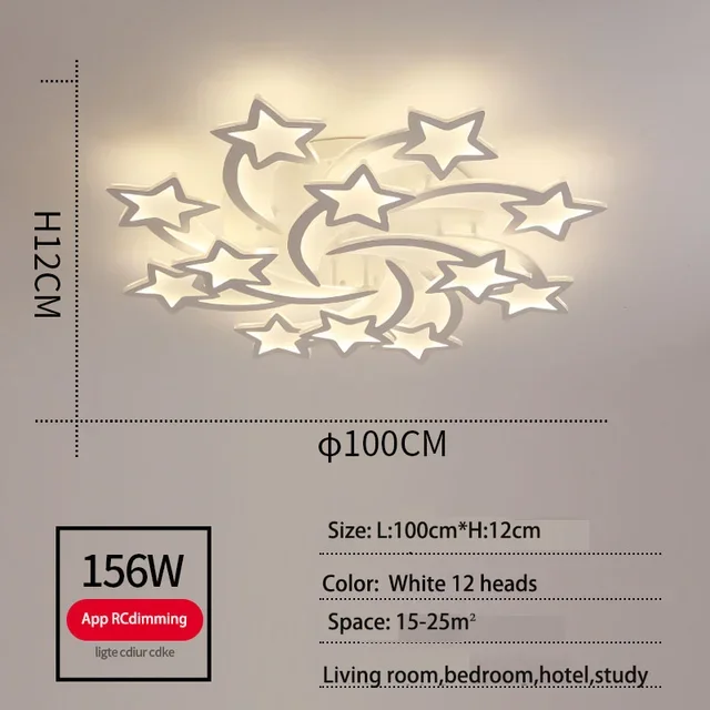 Moderne Led Plafondlamp, Slimme Dimmende Afstandsbediening, Afstandsbediening En App-Bediening, Verstelbare Helderheid Plafondverlichting