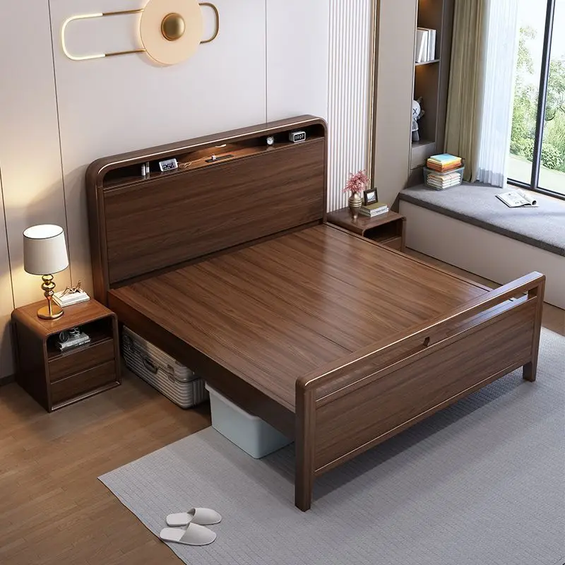 Stuff Frame Double Bed Decoration Couples Wooden King Double Bed Bedroom Luxury Letto Matrimoniale Furniture