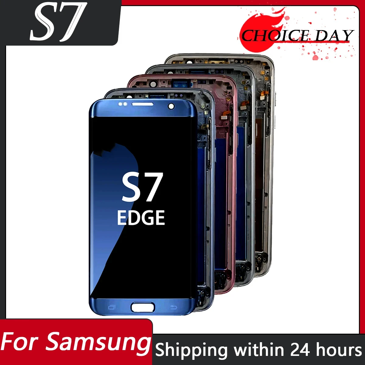 Super AMOLED LCD For Samsung Galaxy S7 Edge G935 G935F SM-G935FD LCD Display Touch Screen  With Burn Shadow+Back Cover