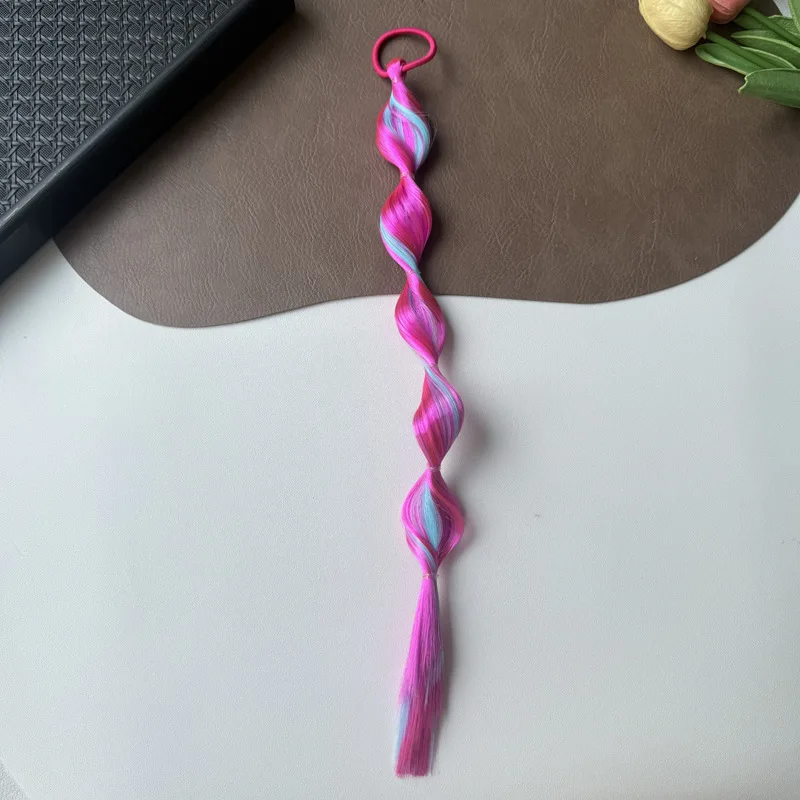 2026 Neue Kinder Spiral-Twist-Perücke Haarband mit langem Quastenschwanz Elastisches Haarband Mädchen Hip-Hop Party Halloween Haaraccessoires – Detail 15