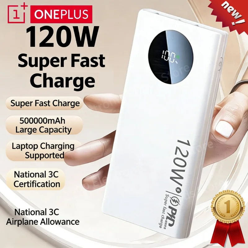 OnePlus Power Bank  120W 500000mAh Fast Charging Powerbank High Capacity External Battery Charger PowerBank for Laptop Phone