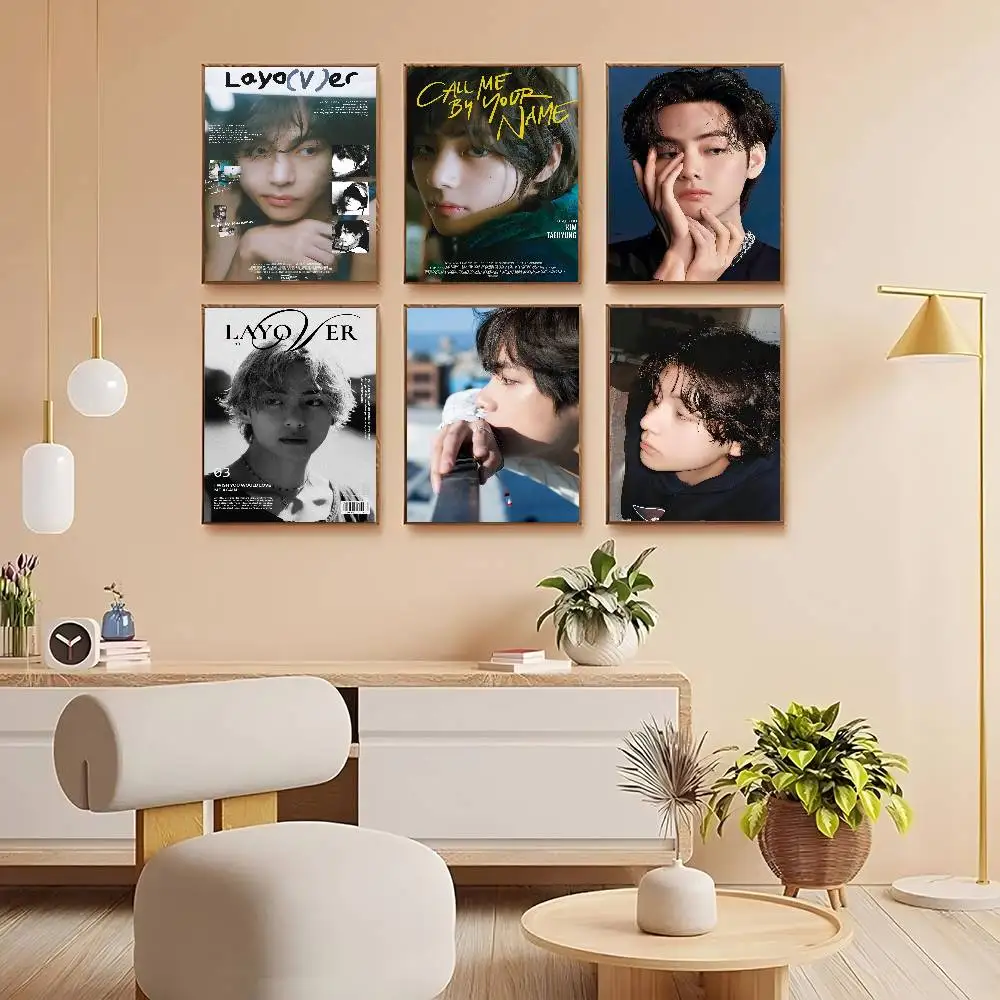 Sänger Kpop klassische Vintage-Poster, HD-Qualität, Wandkunst, Retro-Poster für Zuhause, Zimmer, Wanddekoration, K-Kim T-Tae H-Hyung