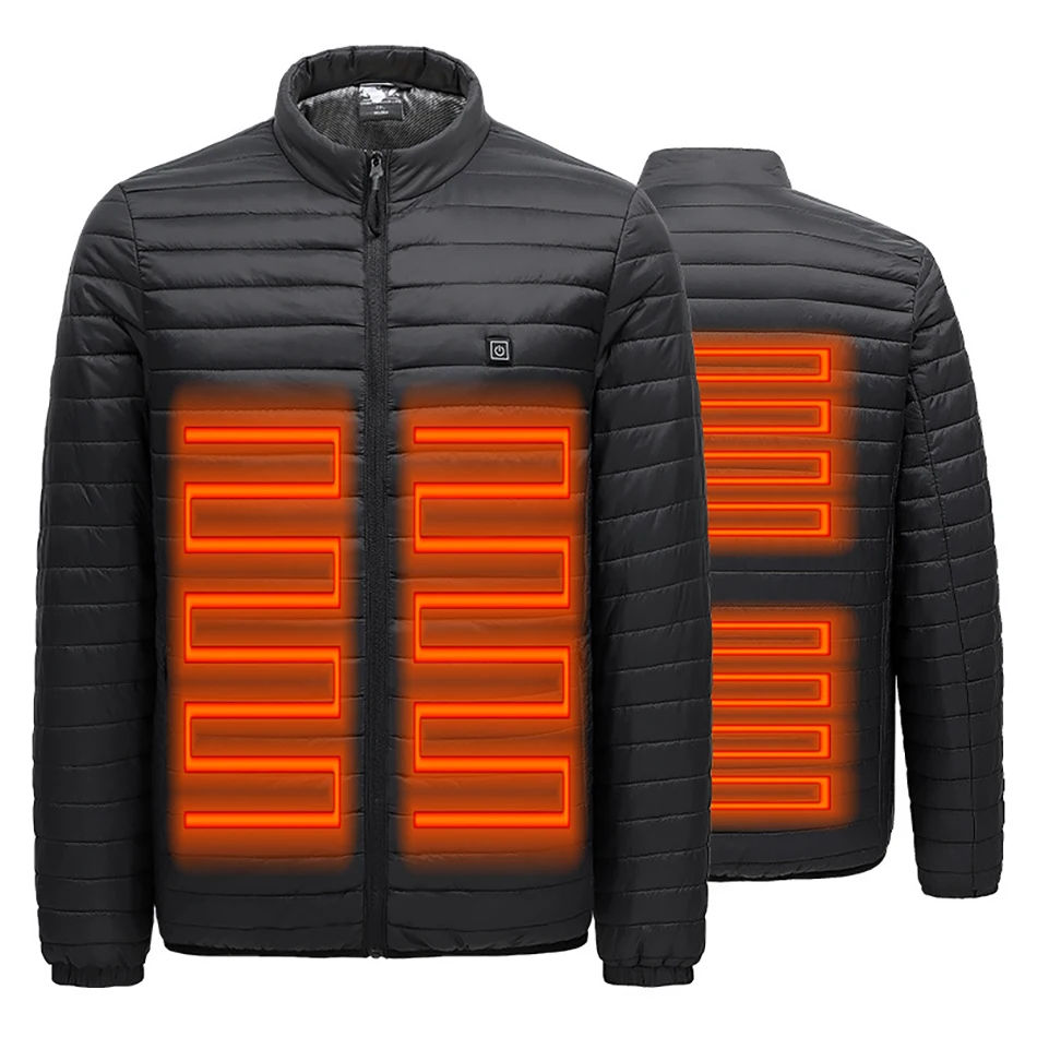 DIY Print Logo 4 Heating Zones Electric USB Heated Jackets by Graphene Men Smart Thermostat Waterproof Coat Outdoor Snow Clothes