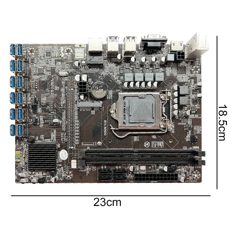 BTC B250 Penambang Motherboard Combo dengan CPU 8 GPU DDR4 USB3.0 PCIE X16 Set Combo Mendukung 12 Kartu Grafis Penambang RX 580 8GB