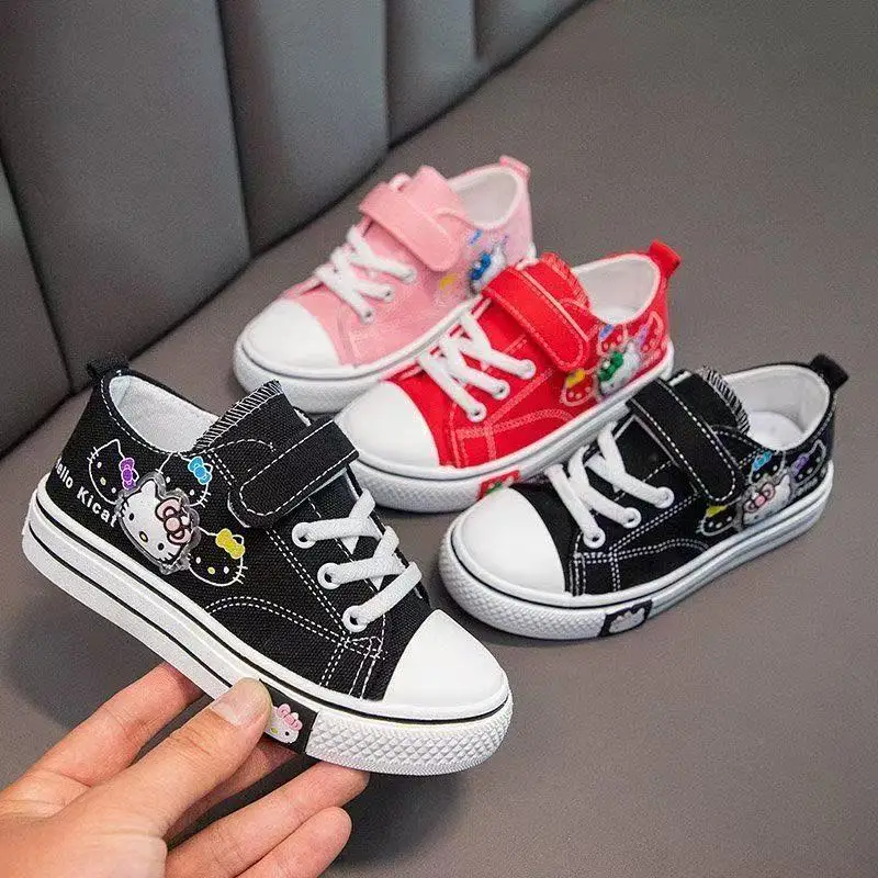 

drop shipping 2025 New Students hello kitty plus size Pikachu Canvas Shoes children's fashion Casual board Shoes kids flats