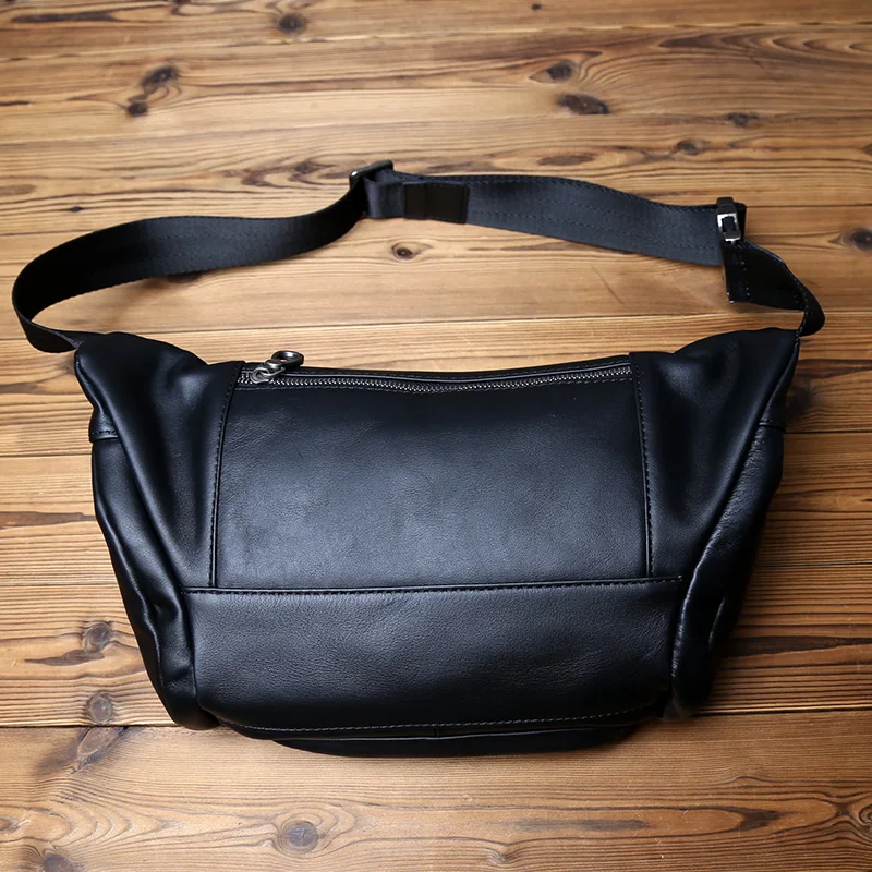 Nzpj Echt leder Herren Brusttasche, Top Layer Rindsleder Umhängetasche, lässige Herren tasche, Outdoor Sport Taillen tasche Tablet Hülle – Detail 7