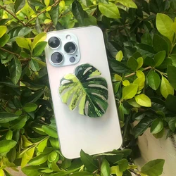 Griptok-Support de téléphone portable en acrylique, avec poignée pliable, simulation de feuilles de plantes