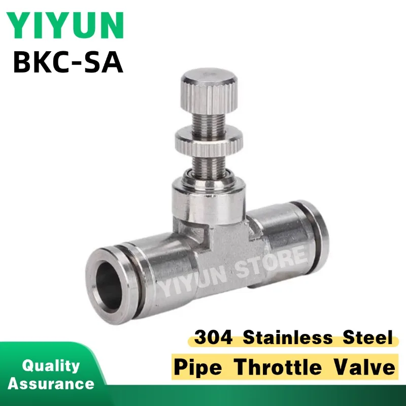 

1PC BKC-SA4/SA6/SA8/SA10/SA12/SA16 304 Stainless Steel Pipe Throttle Valve Quick Connector Joint BKC-SA Pneumatic Components