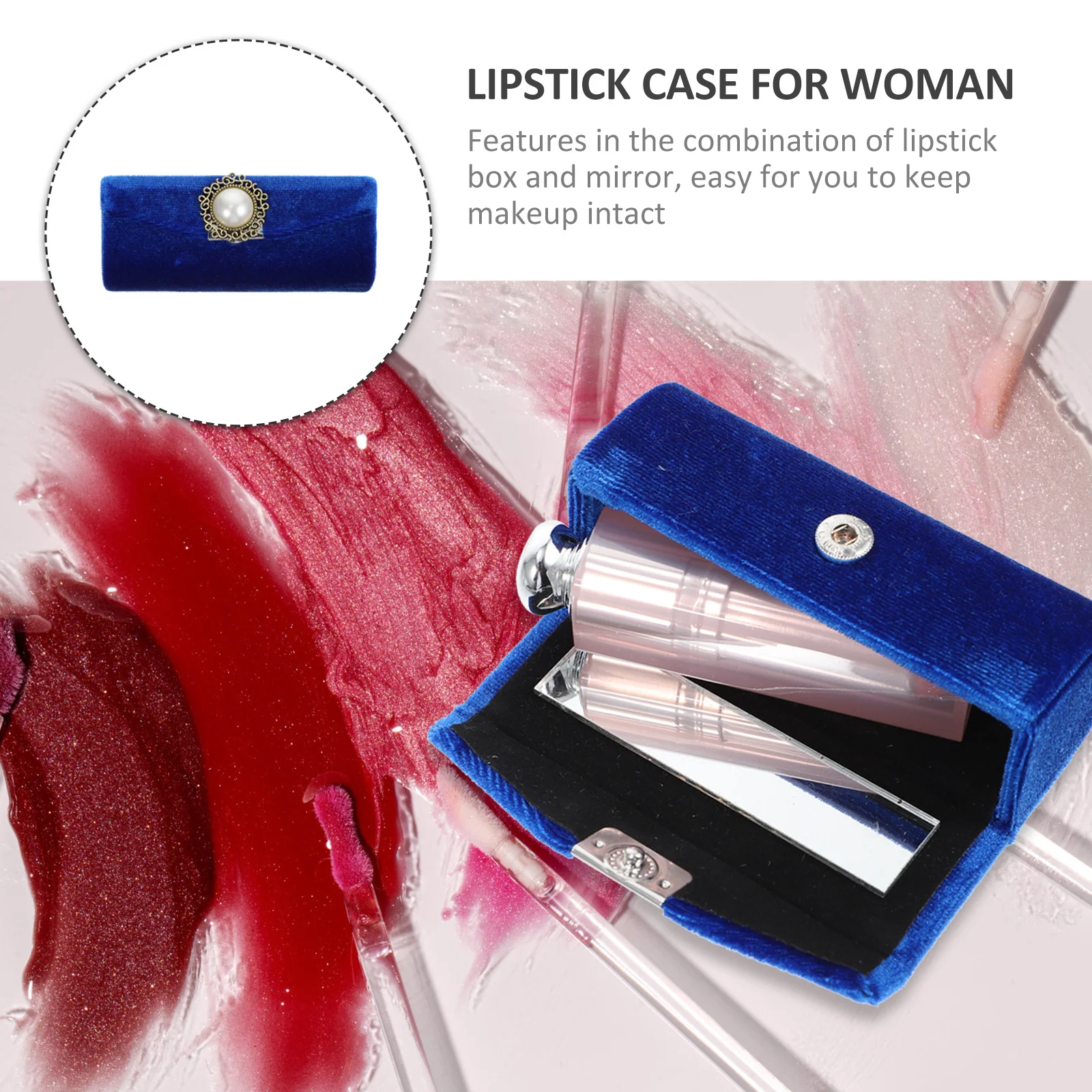 Lipstick Box with Mirror Retro Style Velour Organizer Compact Easy Carry Women Storage Gift Retro Lipstick Case