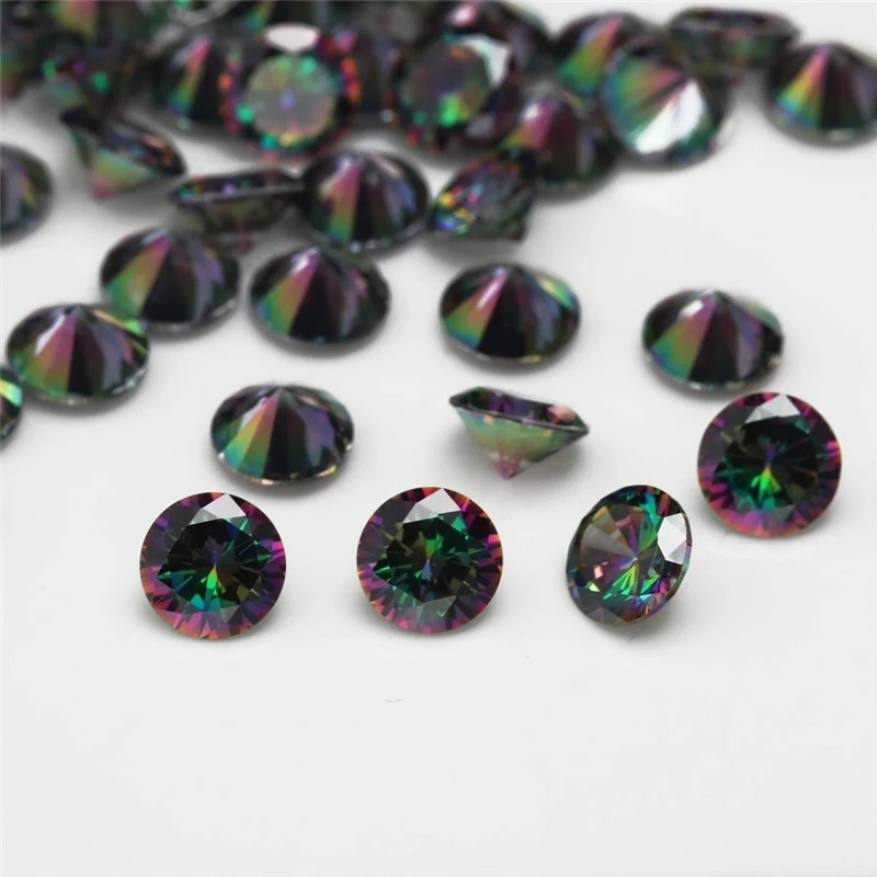 Size 1.0~10.0mm 5A Round Cut Plating Color CZ Stone Loose Cubic Zirconia Multicolor Synthetic Gemstone for Jewelry Making