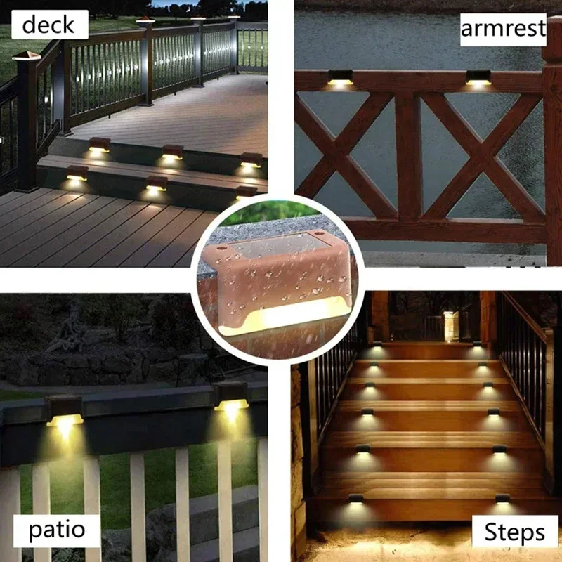 Lámparas solares LED para exteriores, jardín, balcón, escalera, valla, barandilla, luces para patio, luces de pared decorativas solares impermeables para exteriores