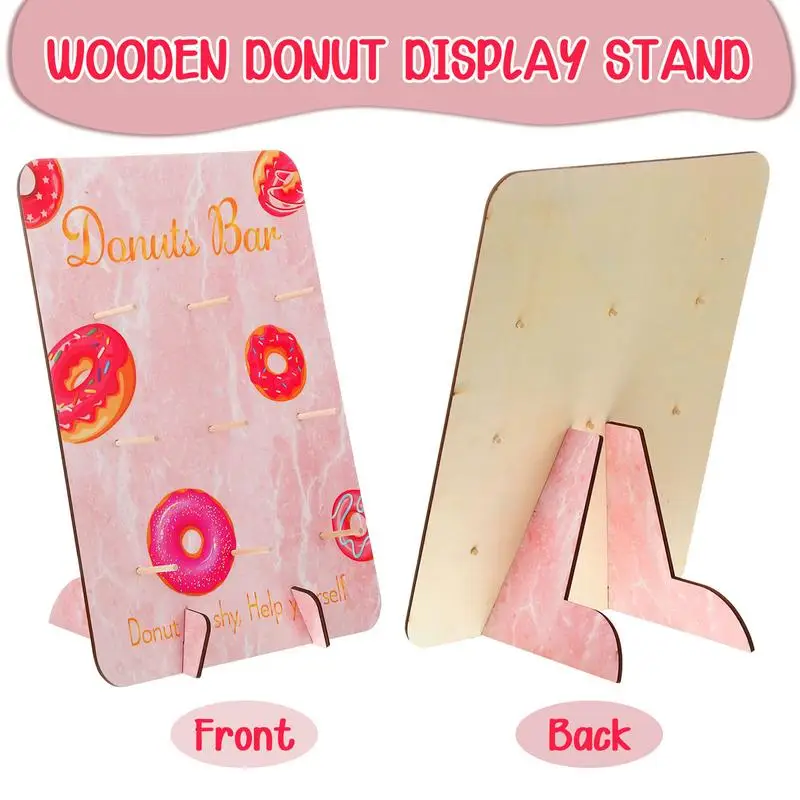 Wood Donuts Wall Display Stand Doughnuts Board Holder Reuseable Wedding Parties Birthday Parties Table Decorations Supplies
