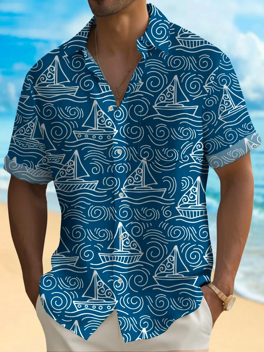 2026 Beach Hawaii Casual Men's Outdoor Street Daily Fashion Button Up Shirt