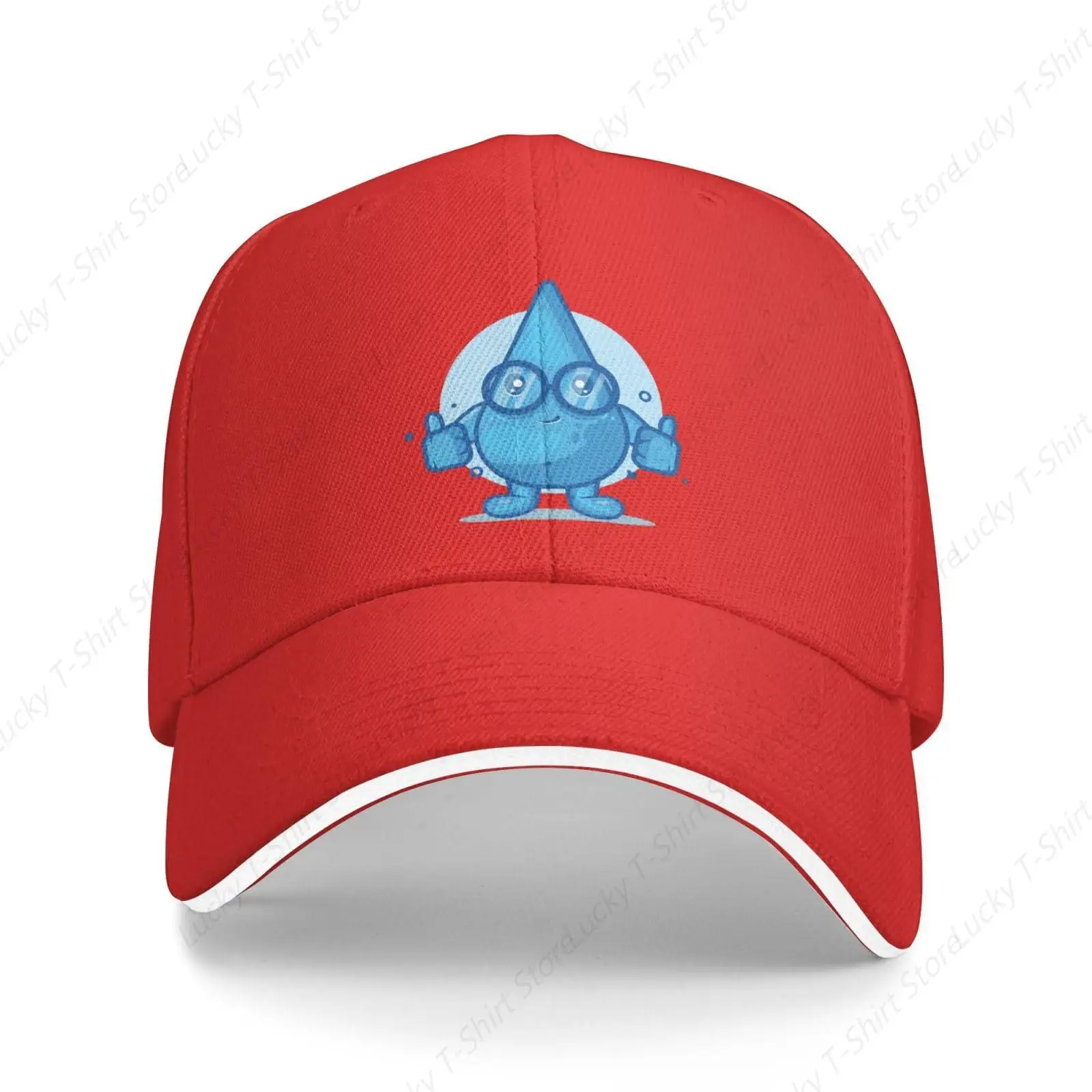 Water Drop with Glasses Baseball Cap Women Men Hat Adjustable Golf Caps Dad Sun Hat Red