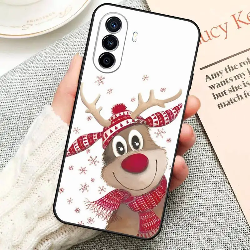 Christmas Elk Phone Case Funda For Huawei P50 P30 Pro P40 P10 P20 Plus Lite Psmart 2020 Y6 Y5 Y8s Y8p Y5 Back Cover