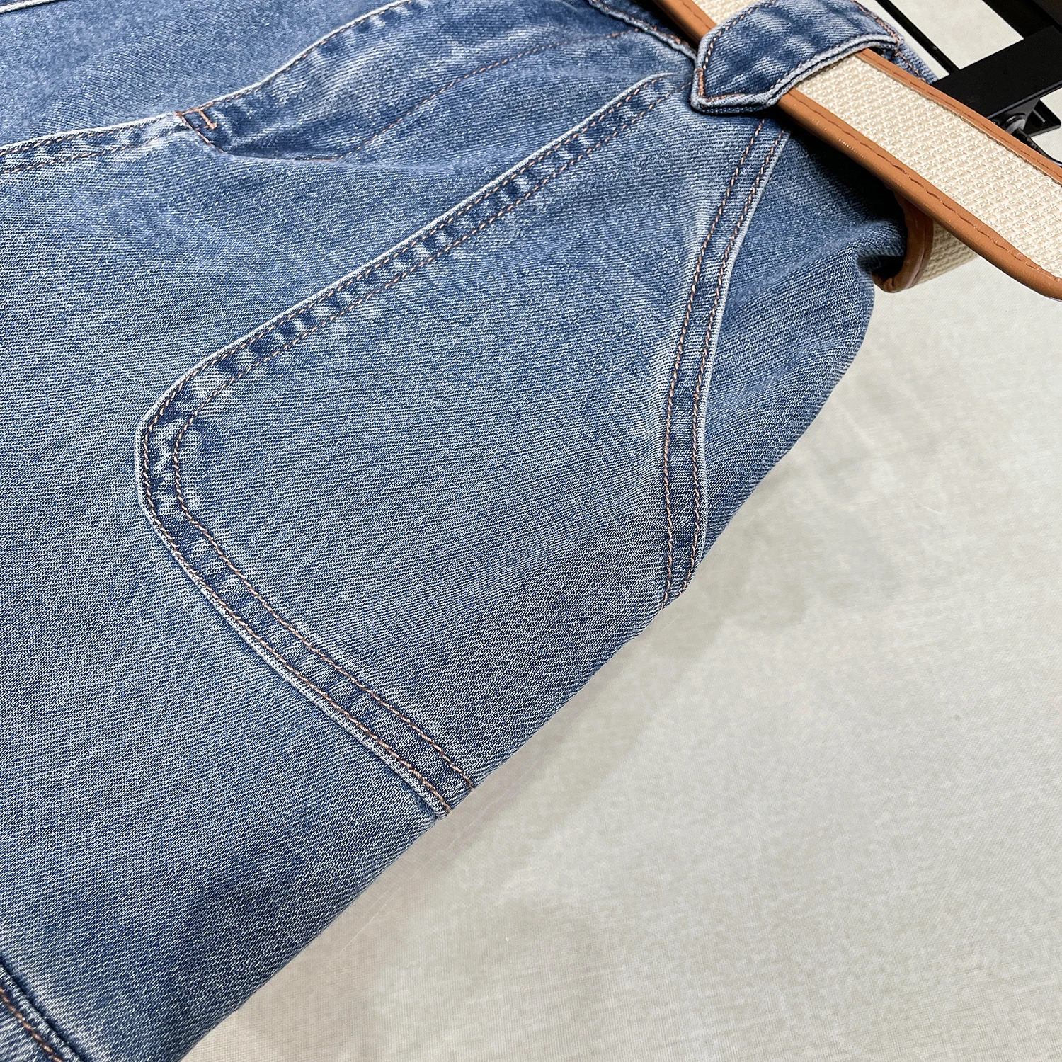 High Waist Straight Leg Wide Leg Jeans orts Belted Waist Retro Sle Summer Faion Women's Premium Clothing LA6767