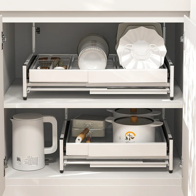 

Pull out Cabinet Organizer, Expandable(13"-22.8") under sink organizer Heavy Duty Slide out Drawers Pots and Pans