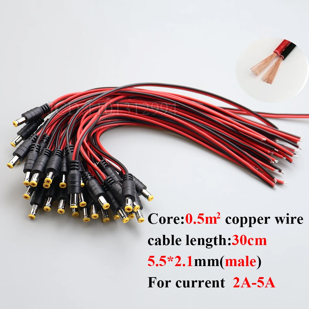 1 sztuka 5,5 * 2,1/2,5 mm męski żeński adapter kabla jack zasilacz 12 V DC Zestaw złączy do taśmy LED Światło Kamera CCTV — zdjęcie 6