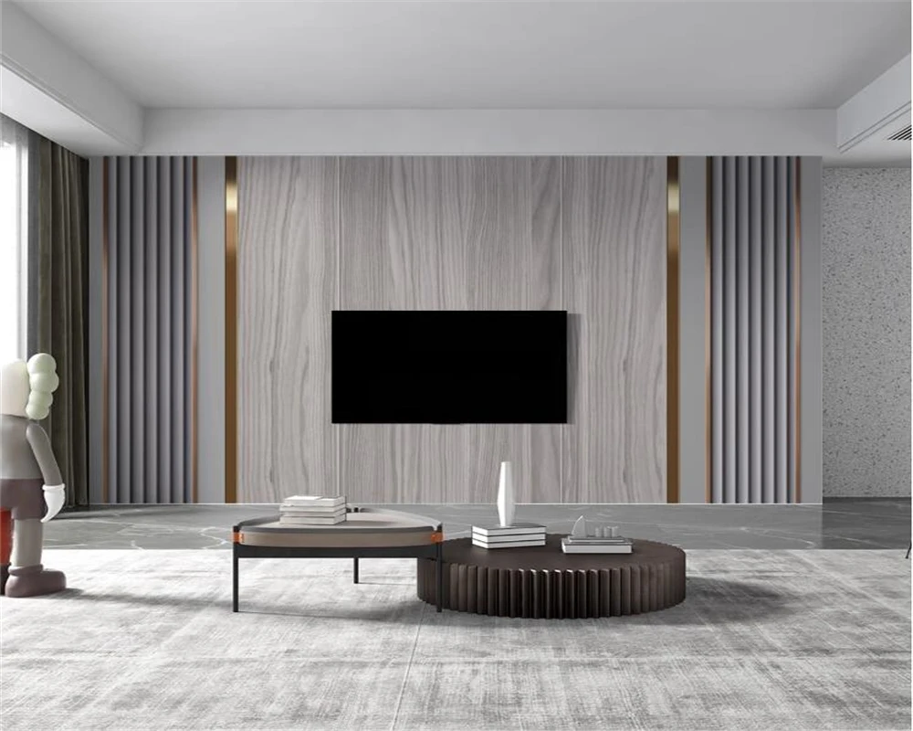 

beibehang Customized living room sofa luxury grille imitation wood grain wallpaper film television multiple material murals