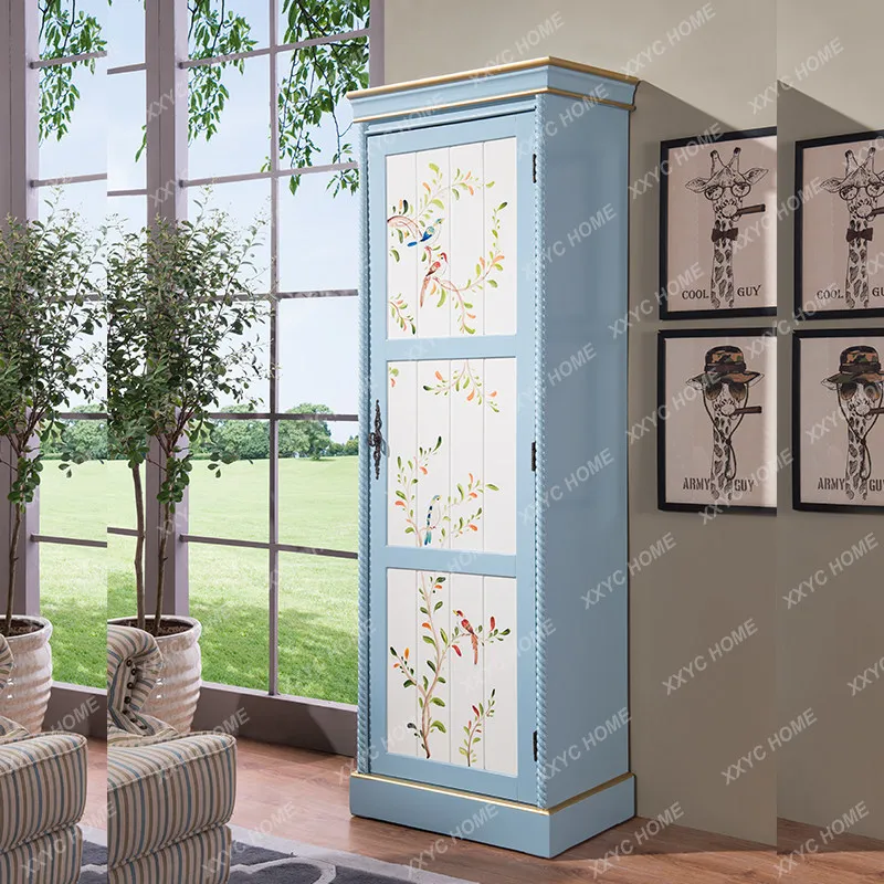 Painted standing cabinet 1.8m multi-layer high shoe cabinet retro solid wood single hook wardrobe bedroom storage cabinet
