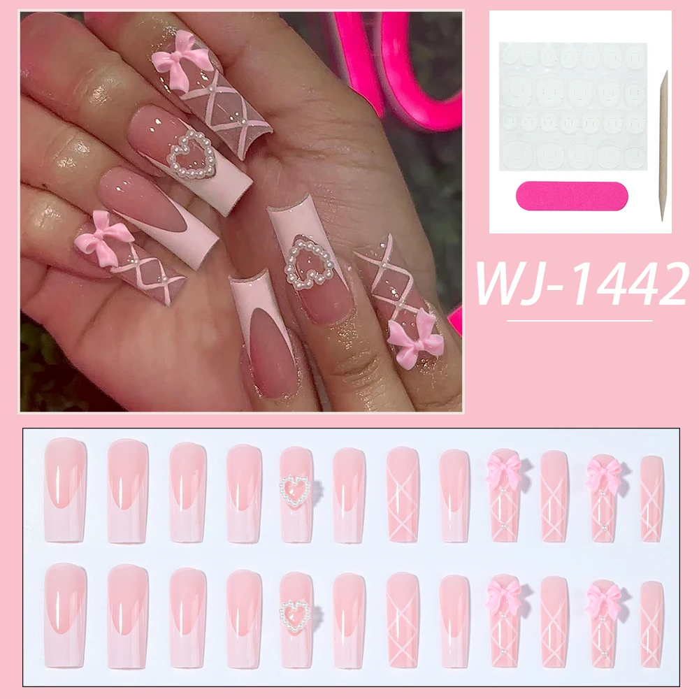 press on nails  false nails Acrylic fingernails Medium and long square finger nails Daily wear for women and girls