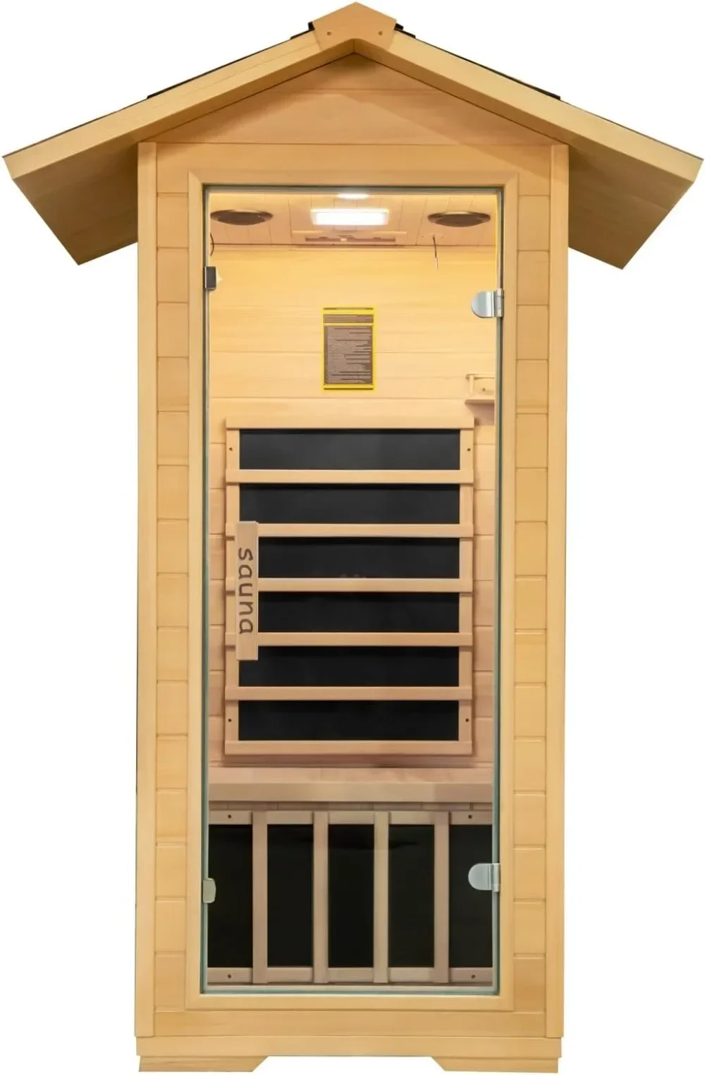 Outdoor Far Infrared Sauna, 1 Person Low EMF Indoor Home Sauna Canadian Hemlock Wood Dry Sauna 1400W/110V