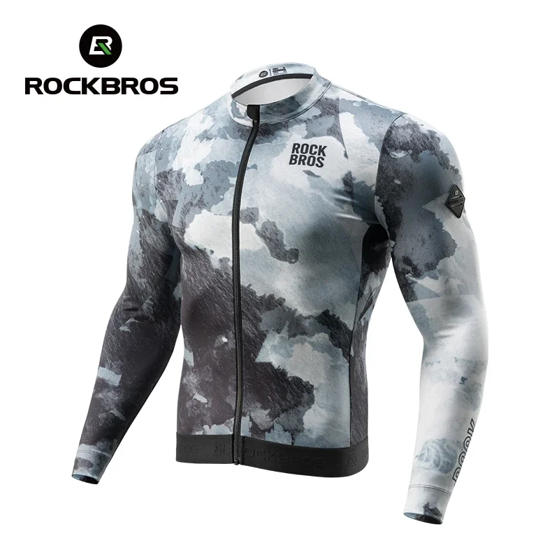 ROCKBROS Men Cycling Jackets Winter Autumn MTB Road Long Sleeves Sportswear Top Coat Thermal Fleece Warm Bike Bicycle Jackets