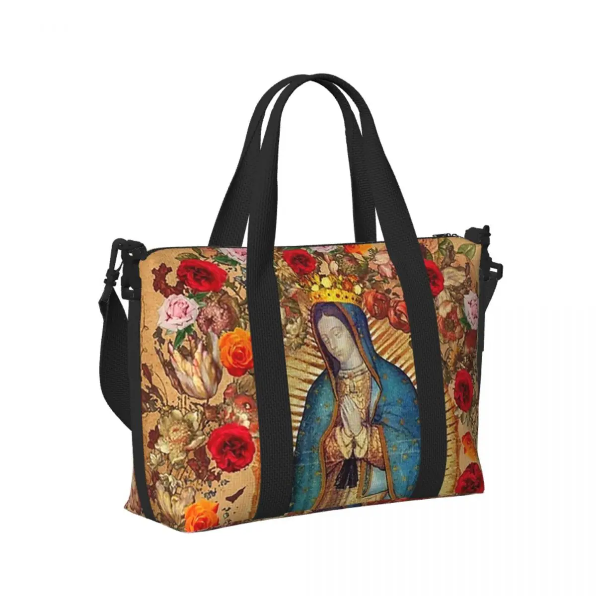 

Our Lady Of Guadalupe Virgin Mary Catholic Mexic Beach Travel Bag Tote Bags for Gym Yoga Women Shopping Duffle Shoulder Bag
