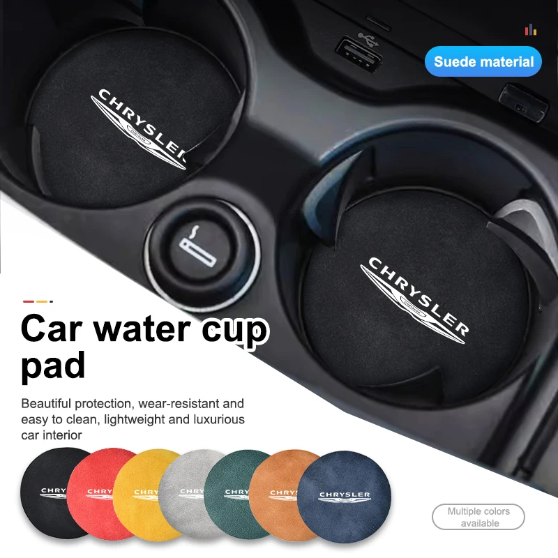 Suede Car Coaster Anti-slip Water Cup Heat Insulation Mat Decor For Chrysler PT Cruiser Grand Voyager Pacifica Sebring MK3 200