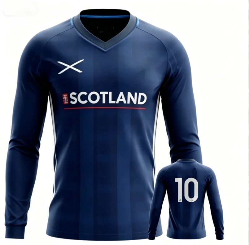 2026 new Scottish long sleeved football T-shirt printed, quick drying, breathable, fashionable and versatile for daily wear
