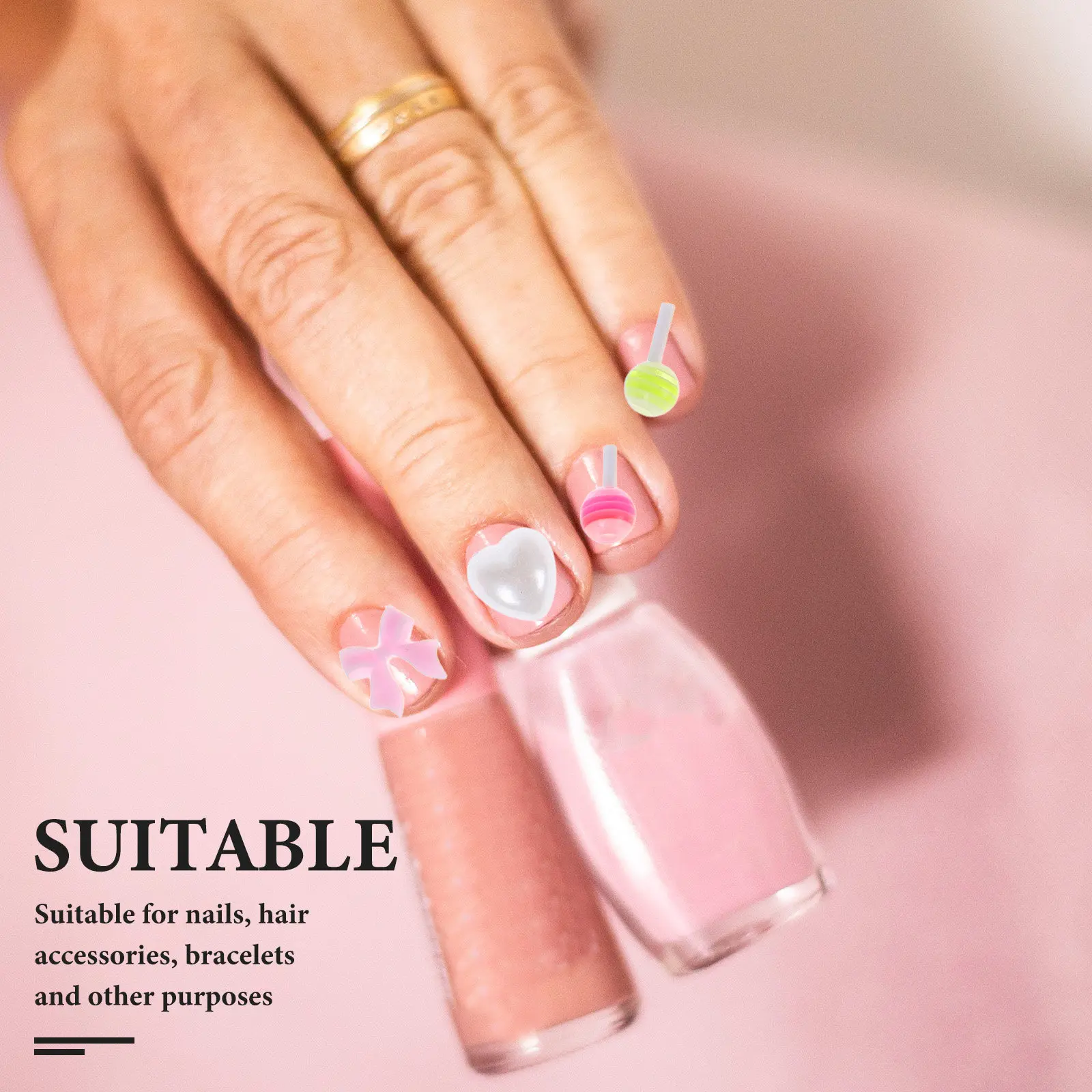 1Set Kawaii Nail Charms Mini Plastic Heart Fingernail Decor Manicure Accessories for Nail Art DIY Creative Decoration