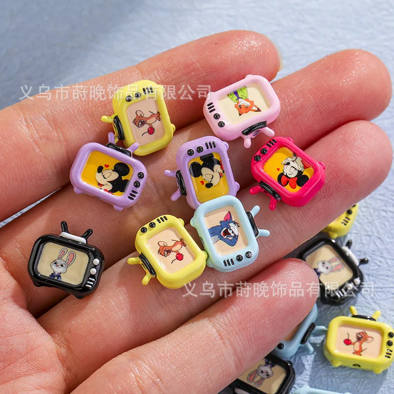 5pcs Zinc alloy paint cartoon three-dimensional TV perforated DIY mobile phone chain hair accessories bracelet beaded bead space