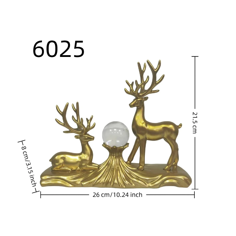 Modern Light Luxury Golden Double Deer Crystal Ball Resin Desktop Ornament, Made of High-Density Sturdy Resin Material, Suitable for Living Room Coffee Table, Study Room, Office Desk Decor. a Customer's Gratitude Gift for Partners, a Decent Gift for Elders to Celebrate Birthdays, Featuring a Double Deer Design That Symbolizes Companionship, Prosperity, and a Bright Future - view 6
