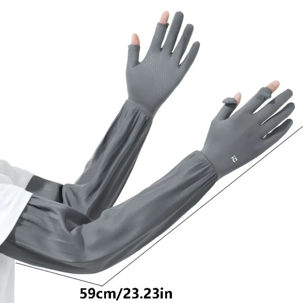 Guantes con mangas de seda de hielo Anti-UV, aislamiento UV, manga de protección solar con dedos abatibles, guantes de manga larga, guantes de ciclismo con protección solar