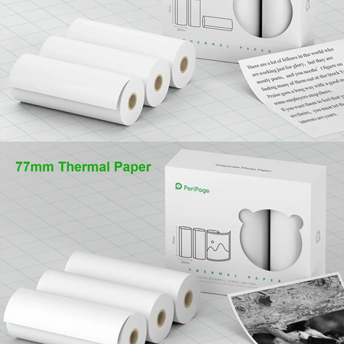 77mm Notes Photo Thermal Printer Paper,Non-Adhesive,Peripage A9 A9Pro Photo Printer Thermal Paper,10 Years Image Storage