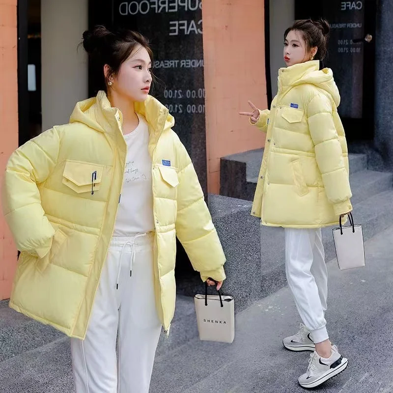 Abrigo de algodón con capucha para mujer, parka larga, gruesa y cálida, estilo coreano, M-7XL